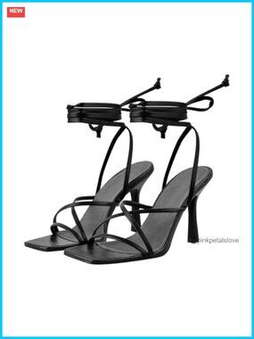 LISHAN Women's Stiletto High Heels Strappy Lace Up Sandals